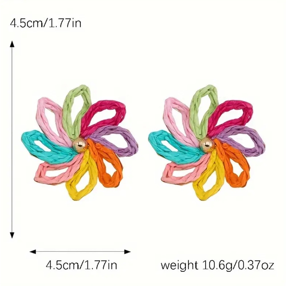 Tan Pinwheel Raffia Earrings - Picture 3 of 3